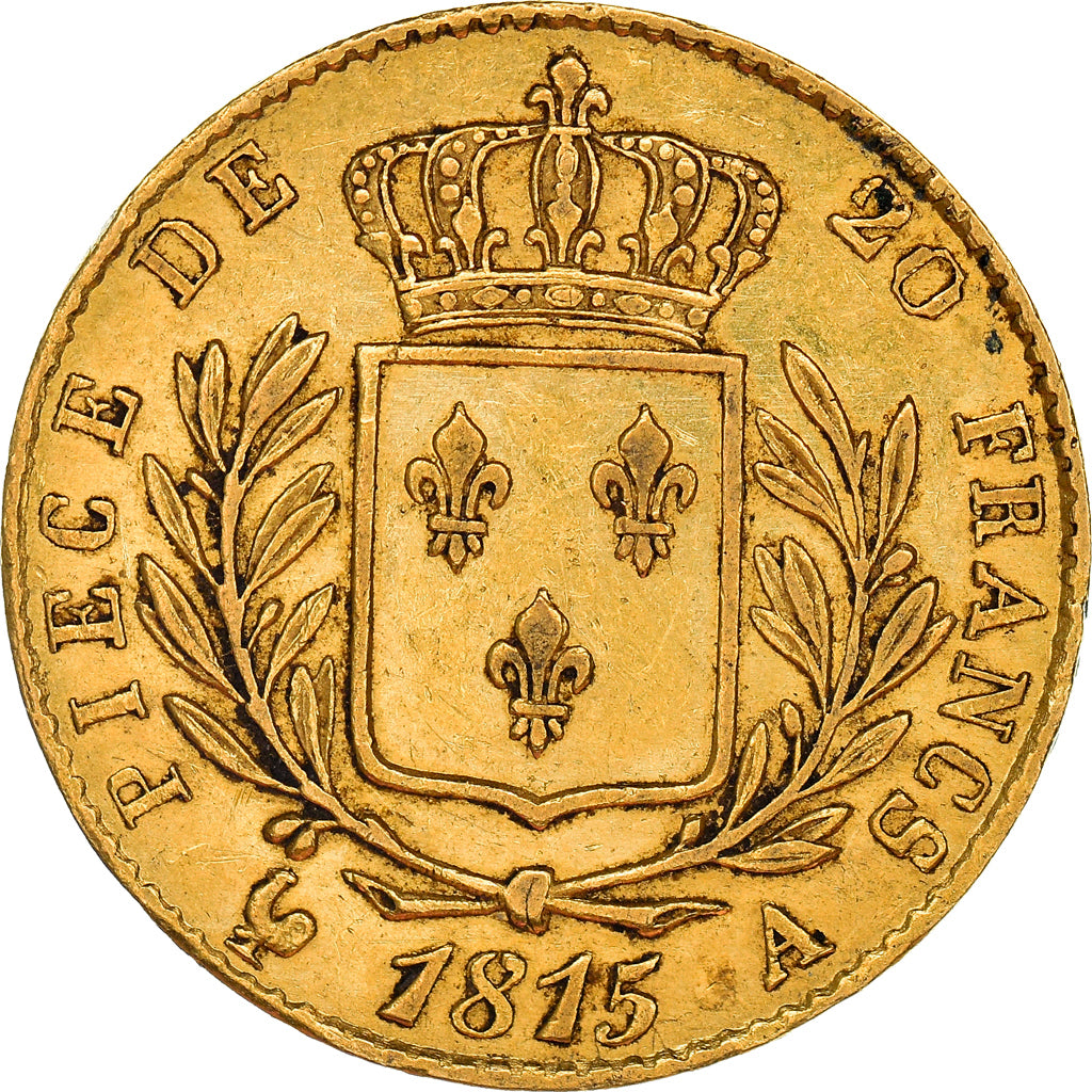 Moeda, França, Louis XVIII, 20 Francs, 1815, Paris, EF(40-45), Dourado