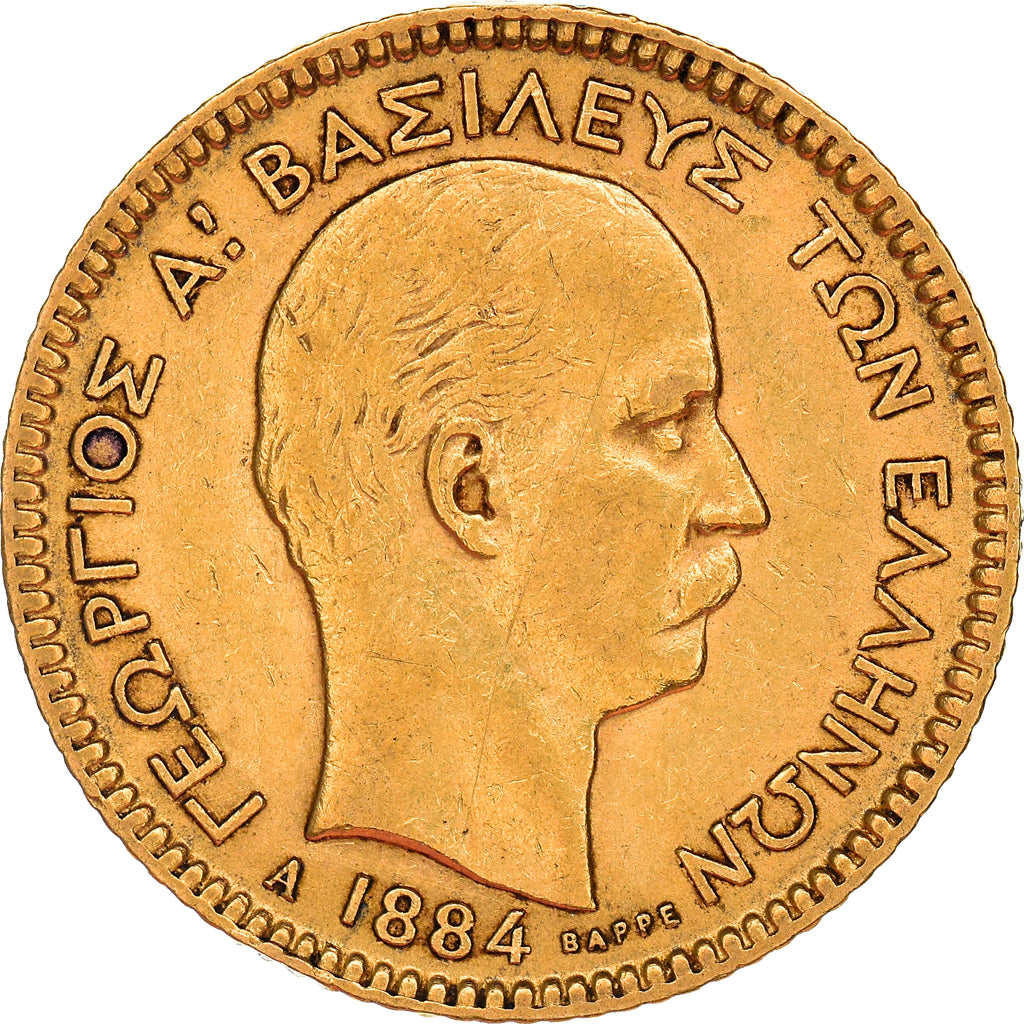Münze, Griechenland, George I, 20 Drachmai, 1884, Paris, SS, Gold, KM:56