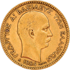Münze, Griechenland, George I, 20 Drachmai, 1884, Paris, SS, Gold, KM:56