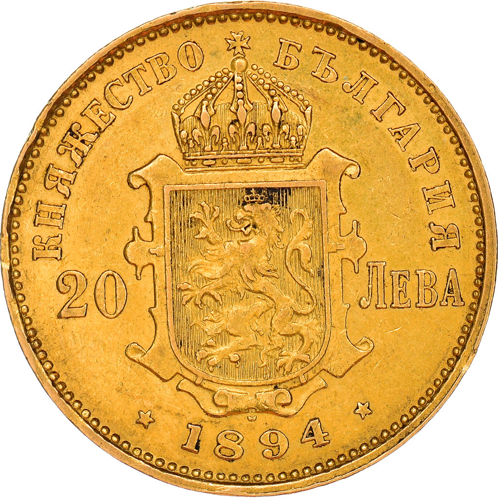 Moneta, Bulgaria, Ferdinand I, 20 Leva, 1894, Kormoczbanya, Hungary, BB+, Oro