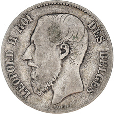 Coin, Belgium, Leopold II, 2 Francs, 2 Frank, 1866, VF(20-25), Silver, KM:30.1