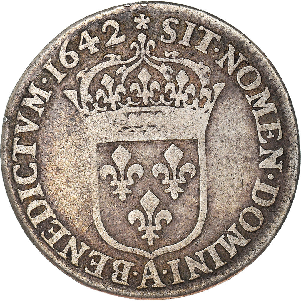 Monnaie, France, Louis XIII, 1/12 Ecu, 1642, Paris, 2ème poinçon de Warin, TB