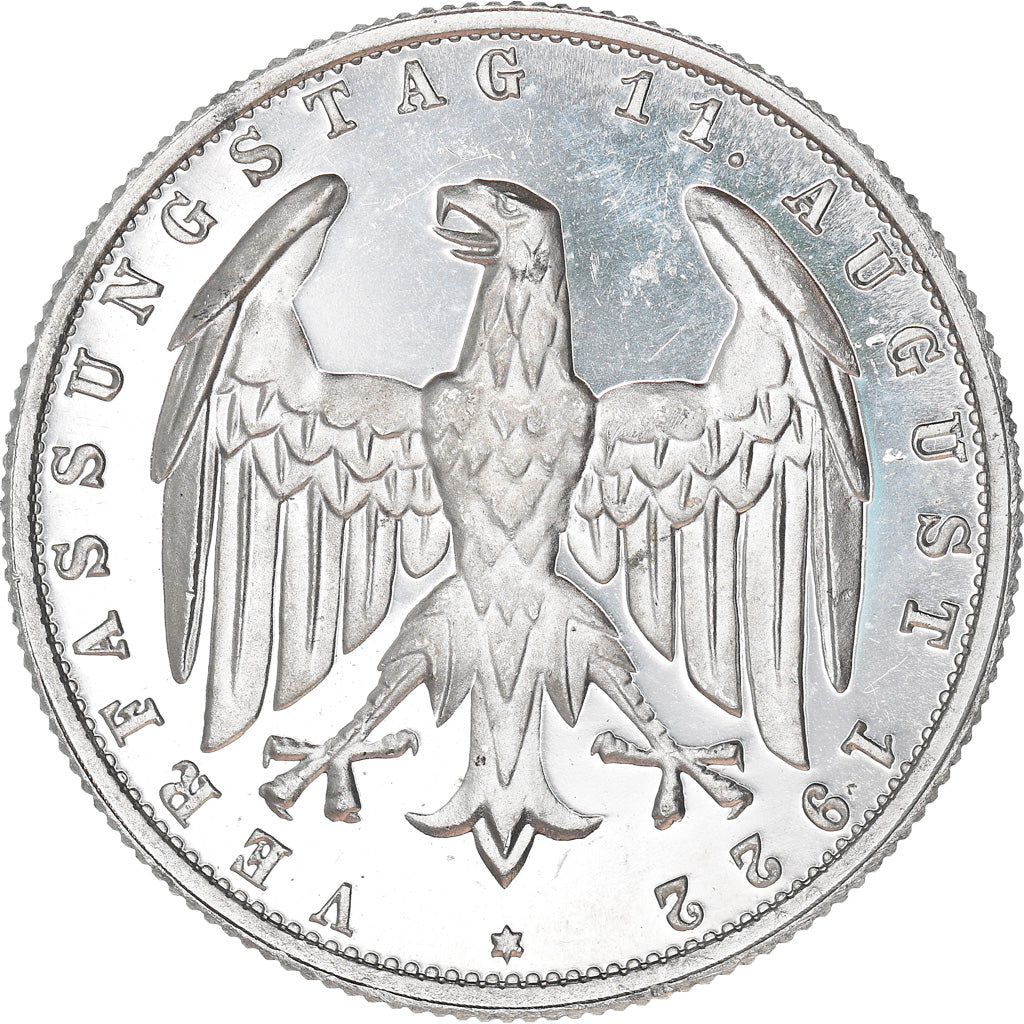 Coin, GERMANY, WEIMAR REPUBLIC, 3 Mark, 1922, Muldenhütten, Proof, MS(64)