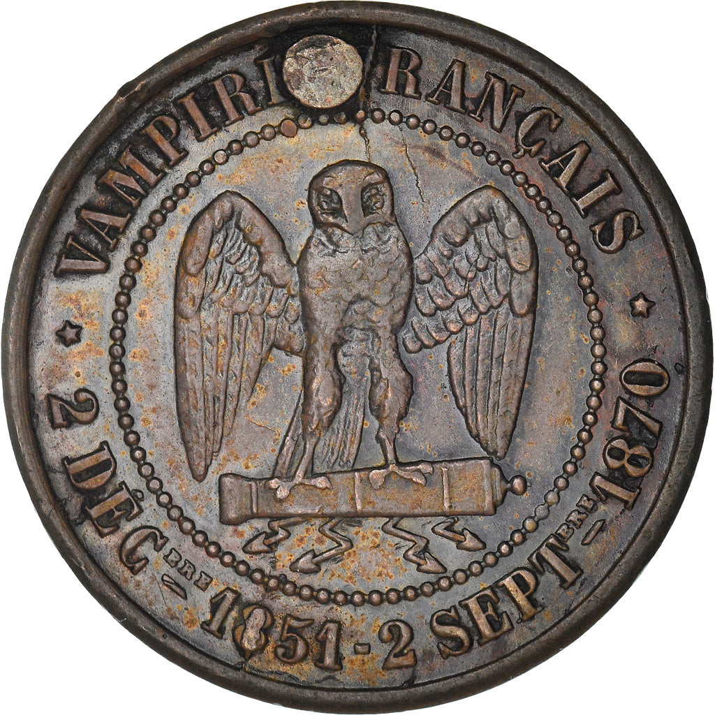 Coin, France, Napoleon III, Module de 5 Centimes, 1871, Paris, Satirique