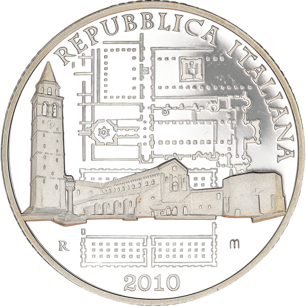 Italy, 10 Euro, Aquilée Basilica, 2010, Rome, Proof, MS(65-70), Silver, KM:334