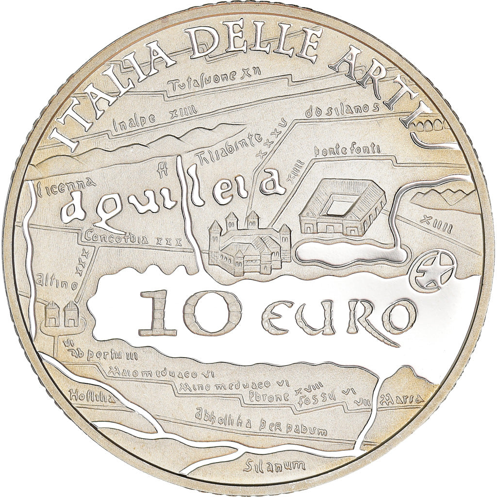 Italy, 10 Euro, Aquilée Basilica, 2010, Rome, Proof, MS(65-70), Silver, KM:334