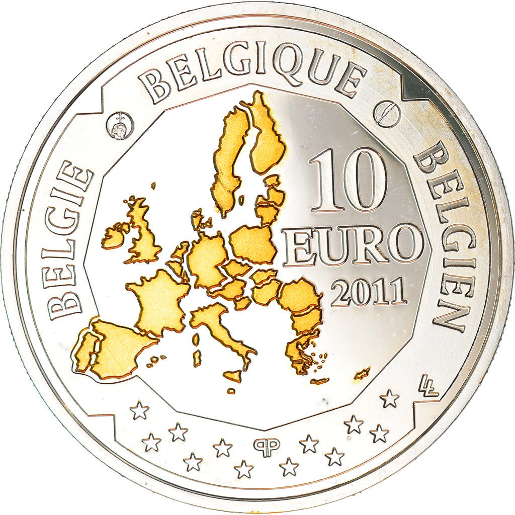 Belgium, 10 Euro, Belgian deep sea exploration, 2011, Brussels, Colourized