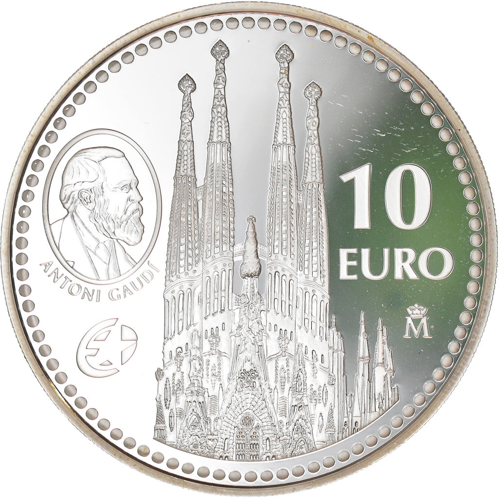 Espagne, 10 Euro, Gaudi's Sagrada Familia, 2010, Madrid, Proof, FDC, Argent