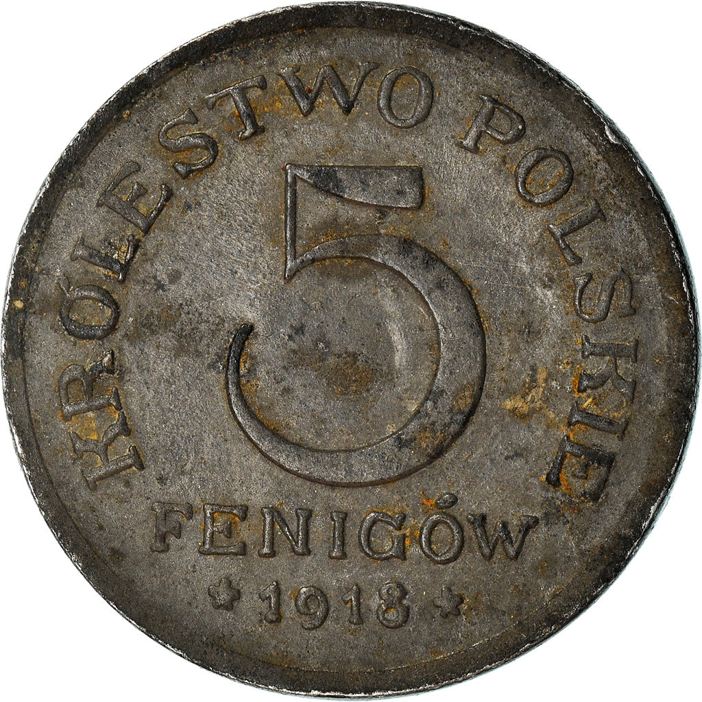 Moneta, Polonia, 5 Fenigow, 1918, Stuttgart, Germany, BB, Ferro, KM:5