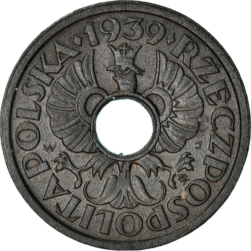 Coin, Poland, 5 Groszy, 1939, Warsaw, AU(50-53), Zinc, KM:35