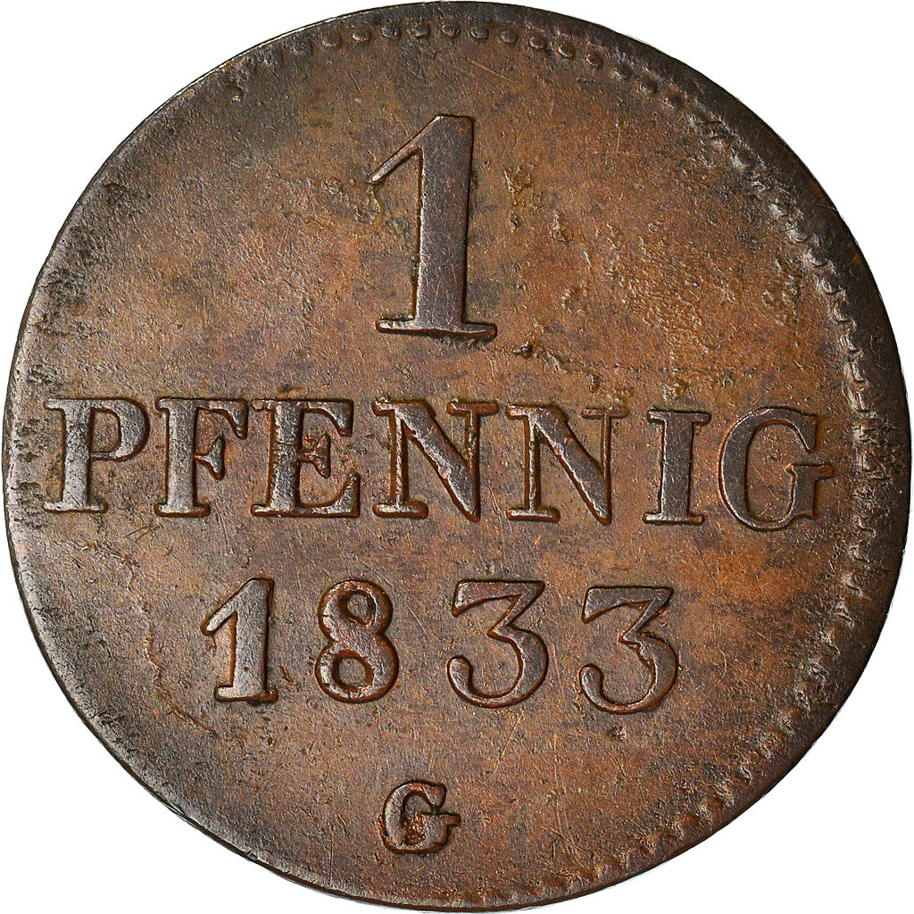 Coin, German States, SAXONY-ALBERTINE, Anton, Pfennig, 1833, EF(40-45), Copper