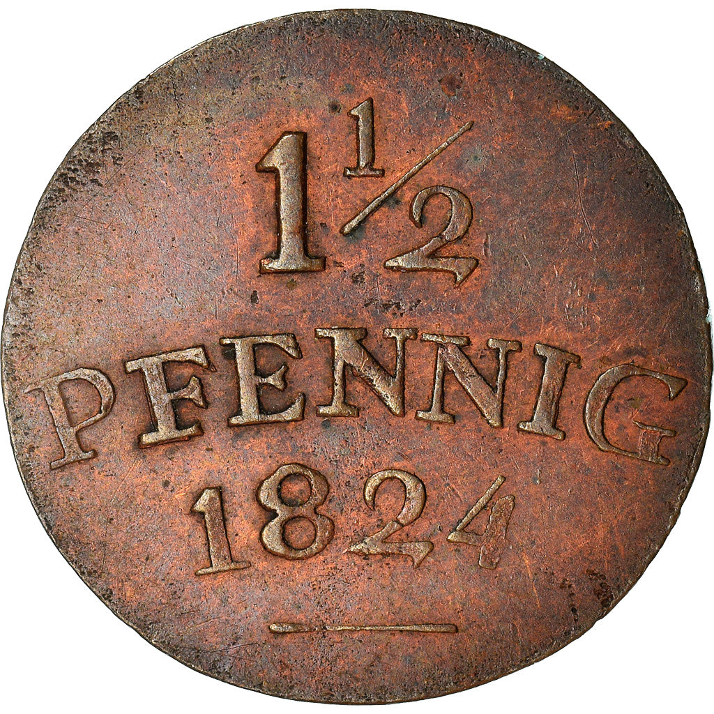 Coin, German States, SAXE-WEIMAR-EISENACH, Karl August, 1-1/2 Pfennig, 1824