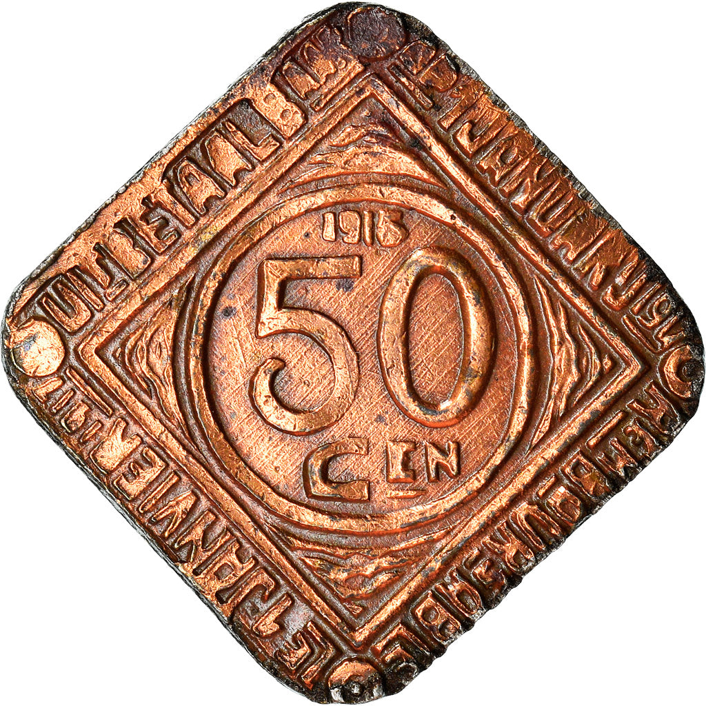 Coin, Belgium, Ville de Gand - Stad Gent, Gent, 50 Centimes, 1915, EF(40-45)