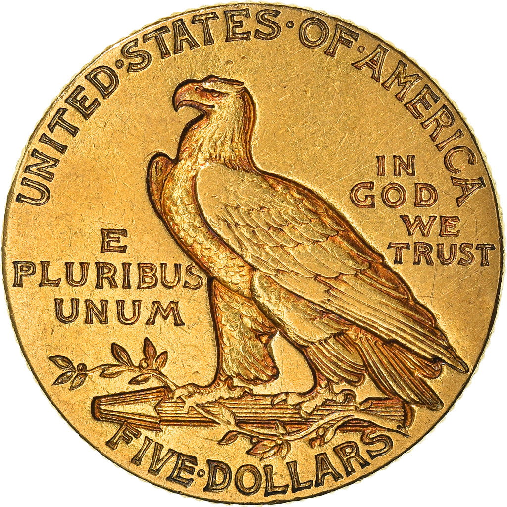 Moneta, Stati Uniti, Indian Head, $5, Half Eagle, 1915, Philadelphia, BB, Oro