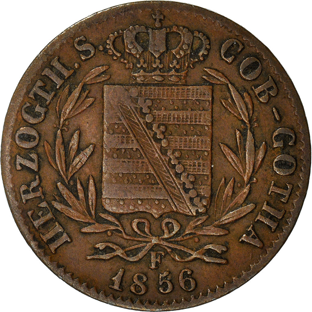 Coin, German States, SAXE-COBURG-GOTHA, Ernst I, Pfennig, 1856, Dresden