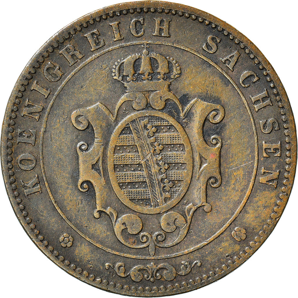 Coin, German States, SAXONY-ALBERTINE, Johann, 5 Pfennig, 1863, EF(40-45)