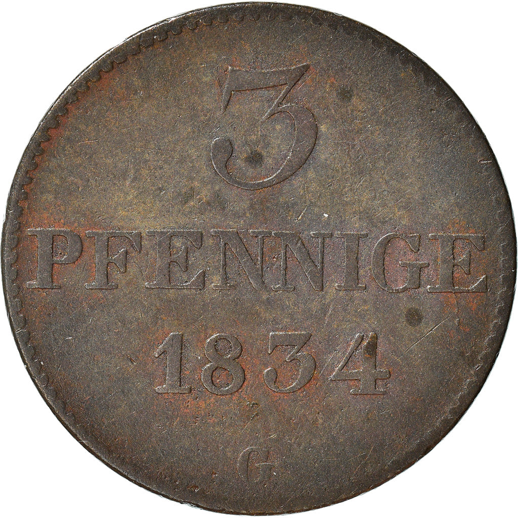 Coin, German States, SAXE-COBURG-GOTHA, Ernst I, 3 Pfennig, 1834, Gotha