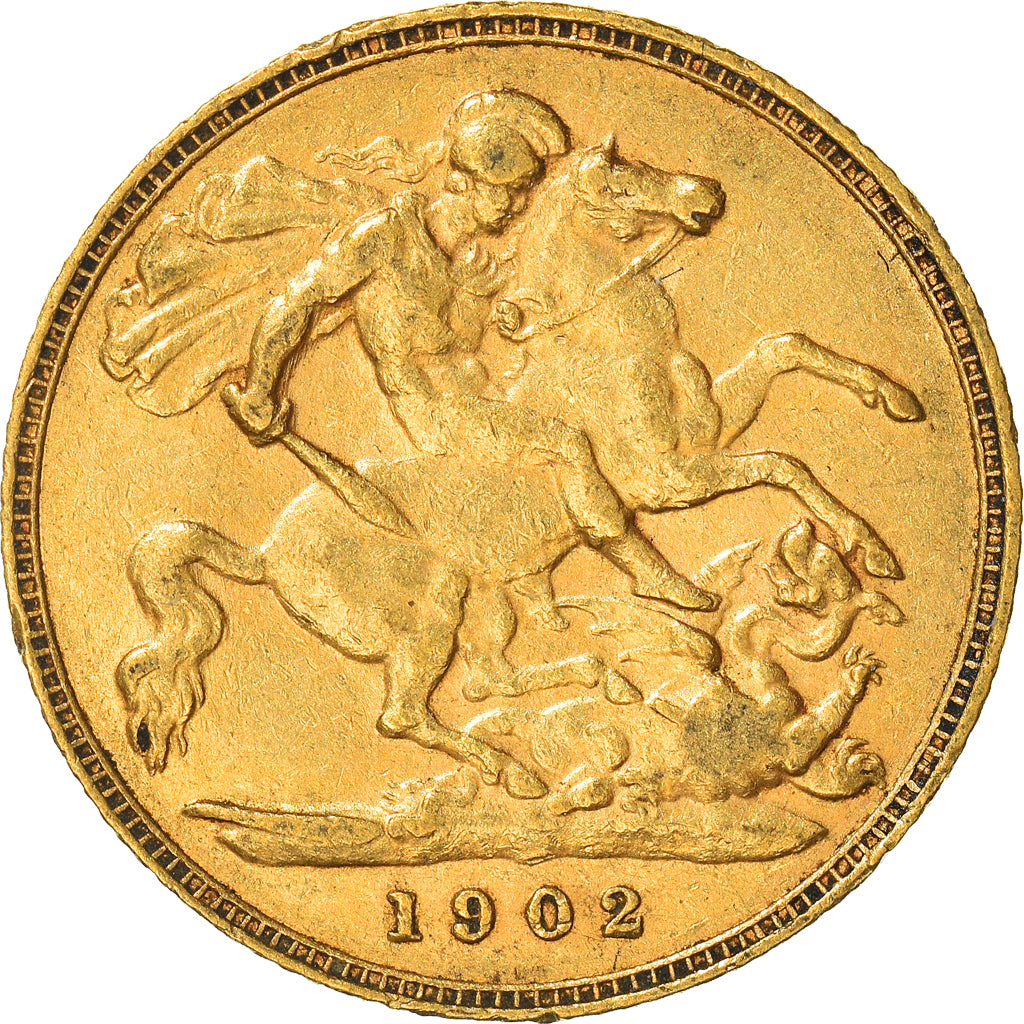 Coin, Great Britain, Edward VII, 1/2 Sovereign, 1902, EF(40-45), Gold, KM:804