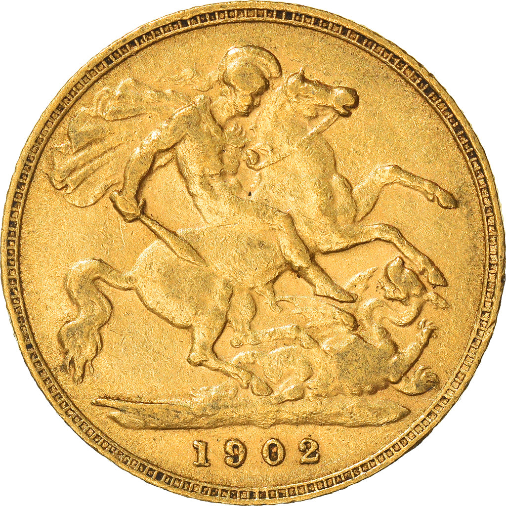 Coin, Great Britain, Edward VII, 1/2 Sovereign, 1902, EF(40-45), Gold, KM:804