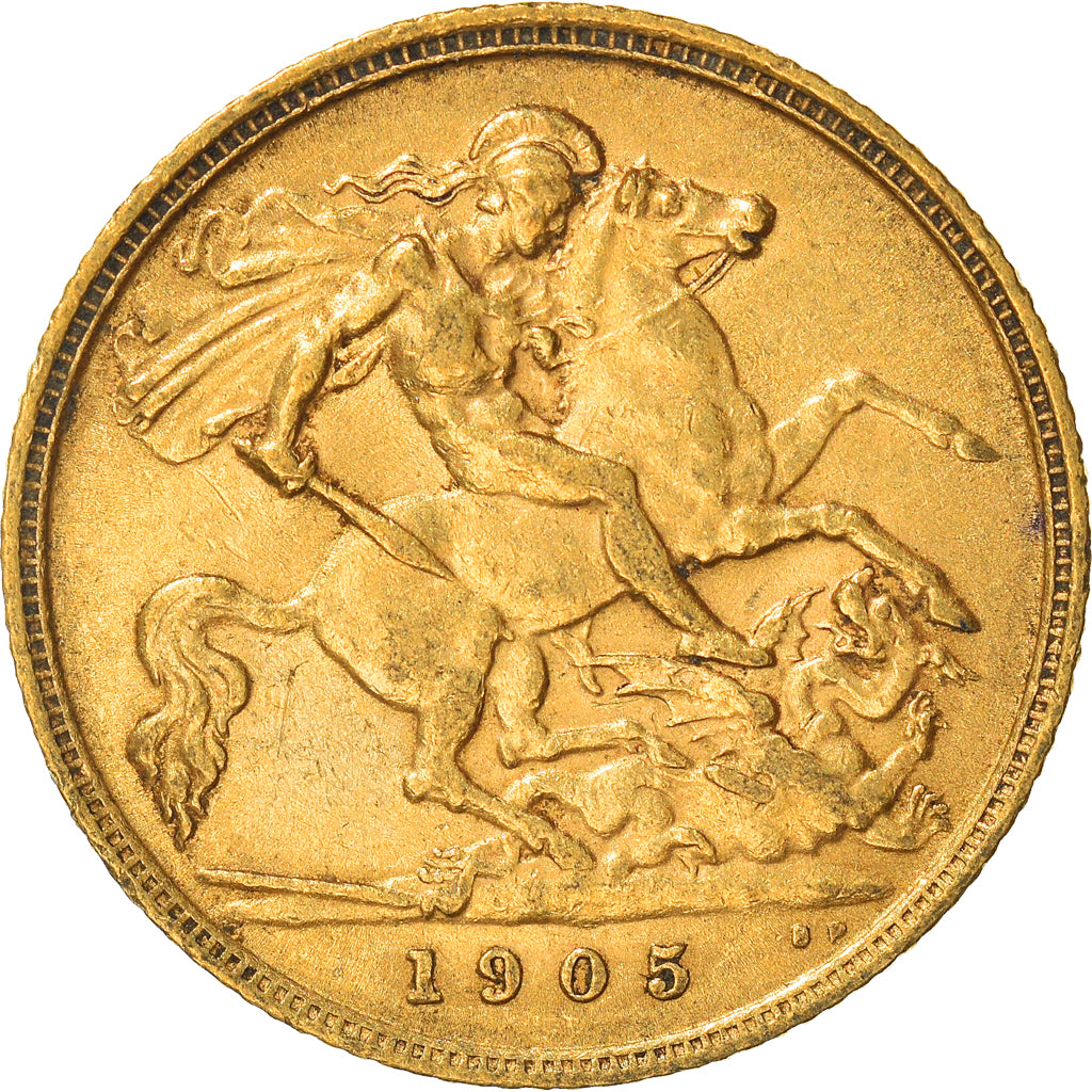 Coin, Great Britain, Edward VII, 1/2 Sovereign, 1905, EF(40-45), Gold, KM:804