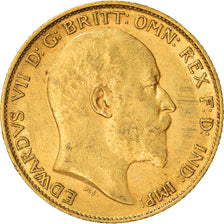 Coin, Great Britain, Edward VII, 1/2 Sovereign, 1906, EF(40-45), Gold, KM:804