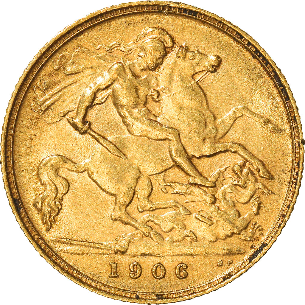 Coin, Great Britain, Edward VII, 1/2 Sovereign, 1906, AU(50-53), Gold, KM:804
