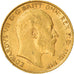 Moneda, Gran Bretaña, Edward VII, 1/2 Sovereign, 1907, MBC+, Oro, KM:804