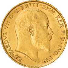 Moeda, Grã-Bretanha, Edward VII, 1/2 Sovereign, 1907, AU(50-53), Dourado