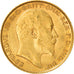Moeda, Grã-Bretanha, Edward VII, 1/2 Sovereign, 1909, AU(50-53), Dourado