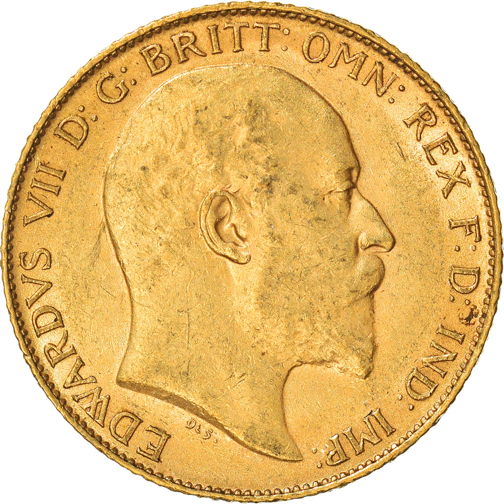 Coin, Great Britain, Edward VII, 1/2 Sovereign, 1910, AU(50-53), Gold, KM:804