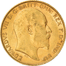 Moeda, Grã-Bretanha, Edward VII, 1/2 Sovereign, 1910, AU(50-53), Dourado