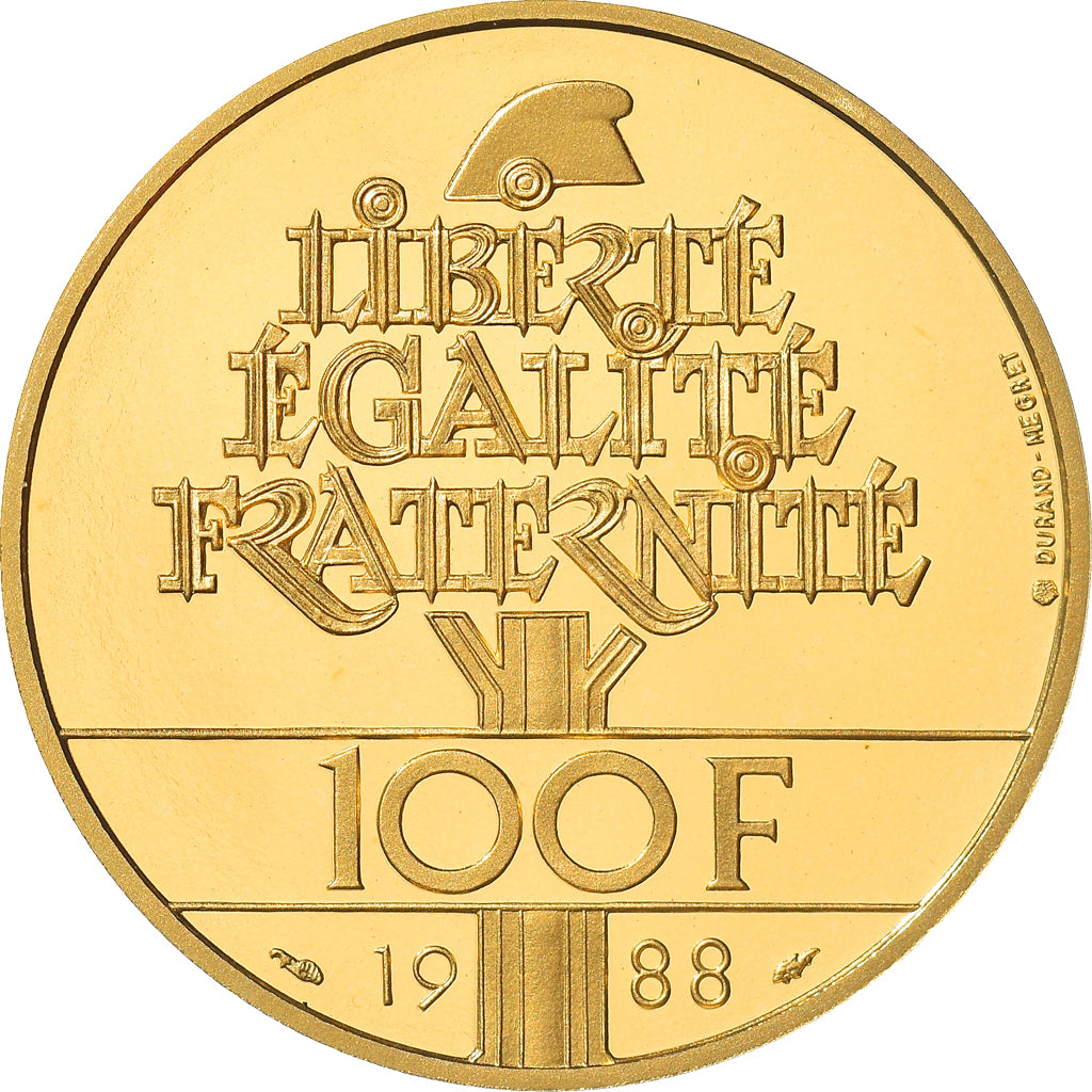 Monnaie, France, Fraternité, 100 Francs, 1988, Proof, FDC, Or, Gadoury:903