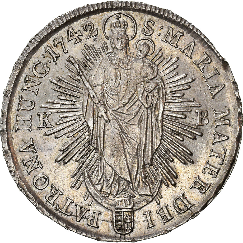 Münze, Ungarn, Maria Theresia, Thaler, 1742, Kremnitz, SS+, Silber, KM:328.3