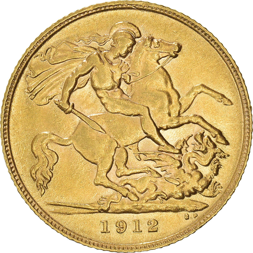 Coin, Great Britain, George V, 1/2 Sovereign, 1912, AU(50-53), Gold, KM:819