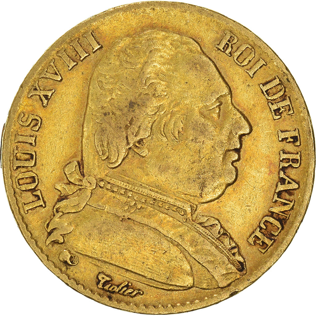 Coin, France, Louis XVIII, 20 Francs, 1815, Paris, VF(30-35), Gold, KM:706.1
