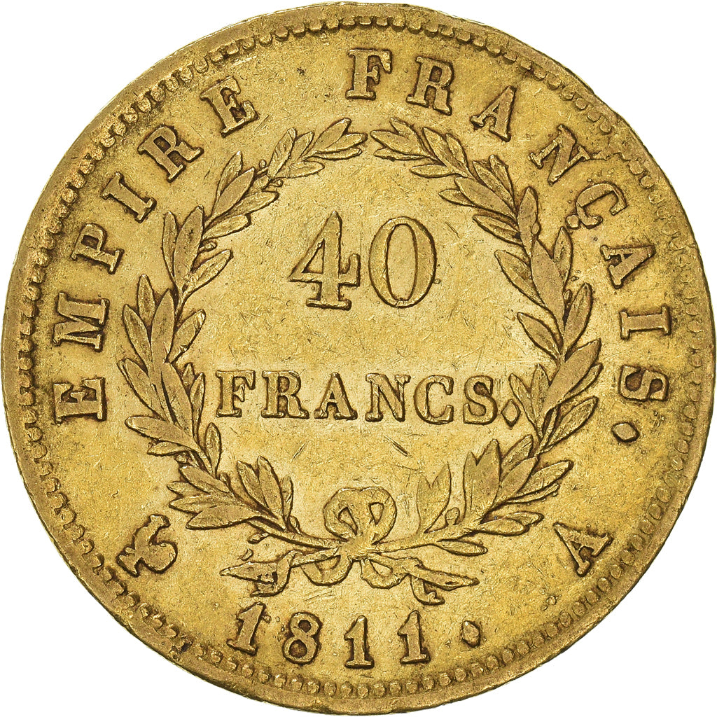 Monnaie, France, Napoléon I, 40 Francs, 1811, Paris, TTB, Or, KM:696.1