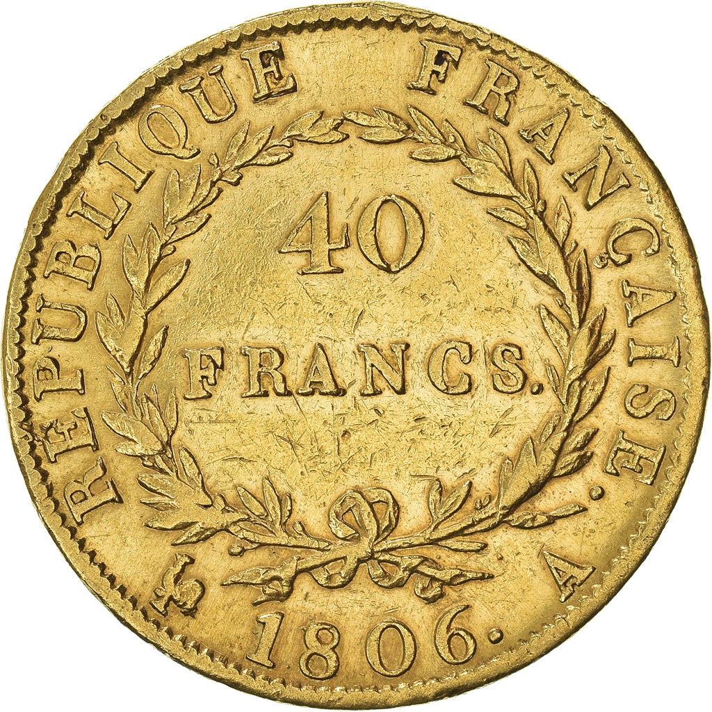 Moneta, Francja, Napoléon I, 40 Francs, 1806, Paris, VF(30-35), Złoto