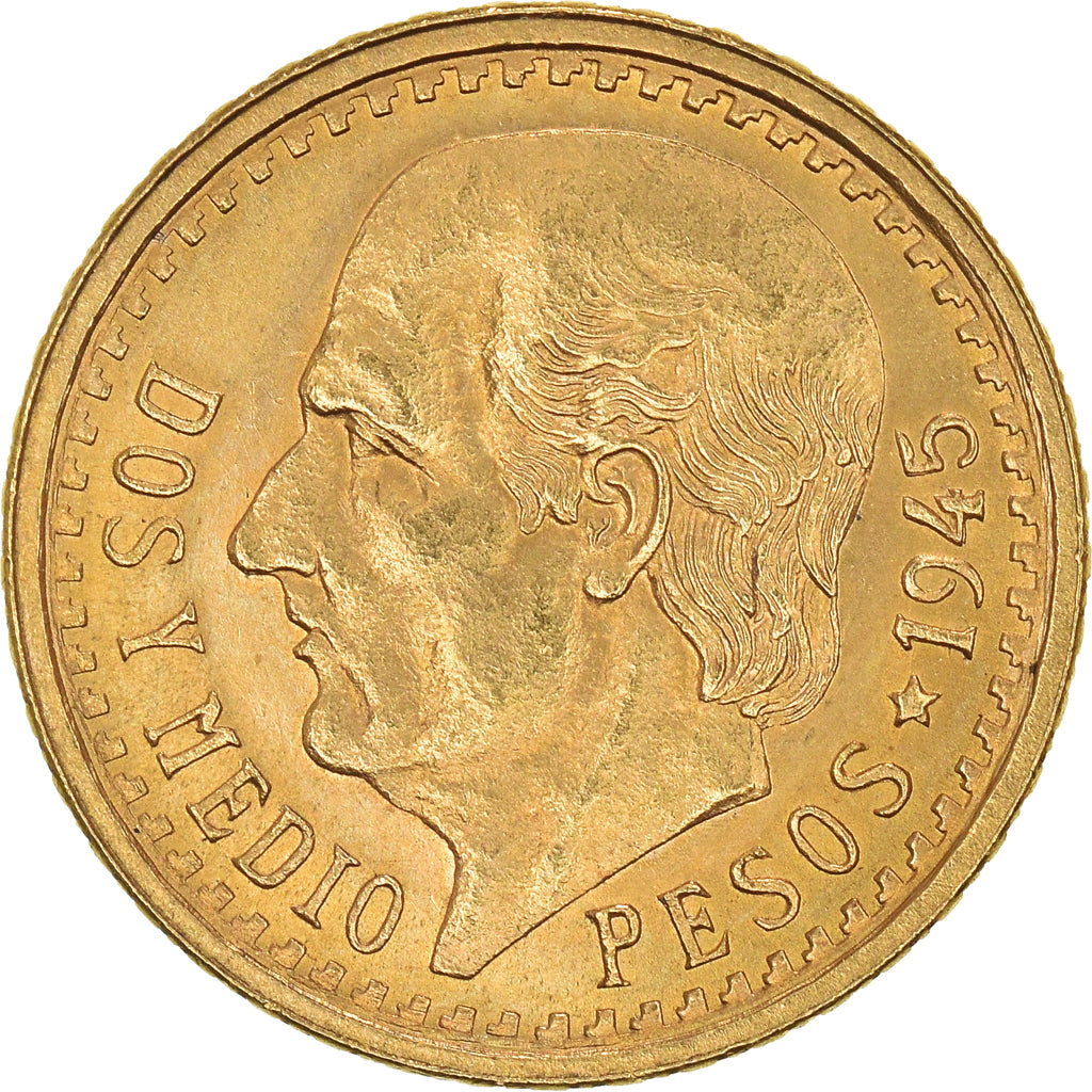 Münze, Mexiko, 2-1/2 Pesos, 1945, Mexico City, VZ+, Gold, KM:463