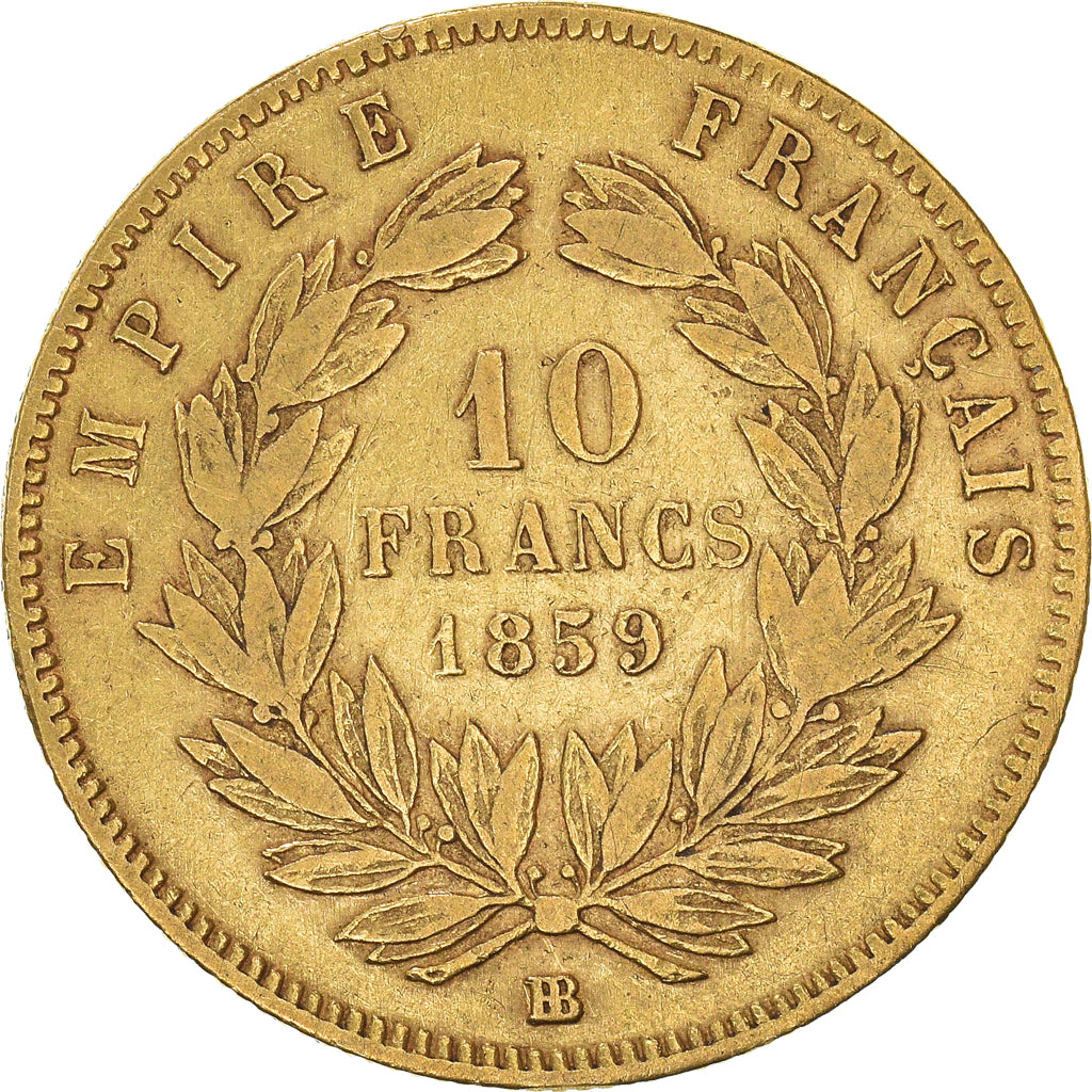 Coin, France, Napoleon III, 10 Francs, 1859, Strasbourg, VF(30-35), Gold