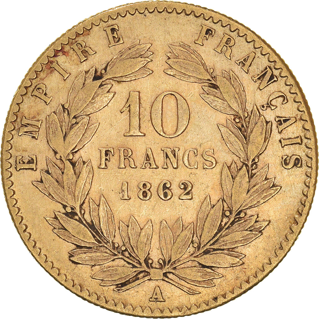 Moneta, Francja, Napoleon III, 10 Francs, 1862, Paris, VF(30-35), Złoto