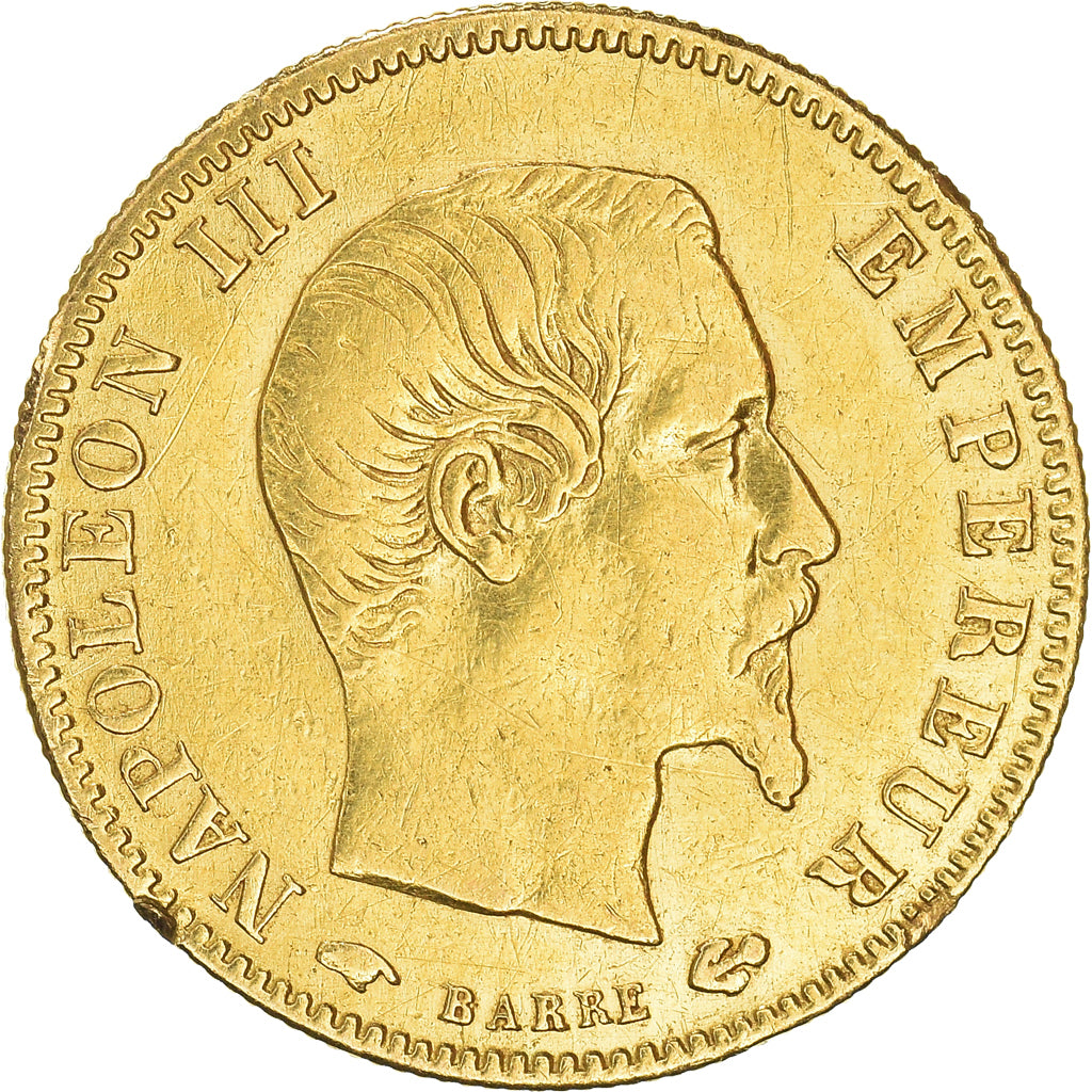 Munten, Frankrijk, Napoleon III, 5 Francs, 1857, Paris, ZF, Goud, KM:787.1
