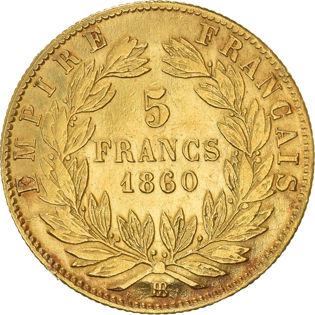 Monnaie, France, Napoleon III, 5 Francs, 1860, Strasbourg, TTB, Or