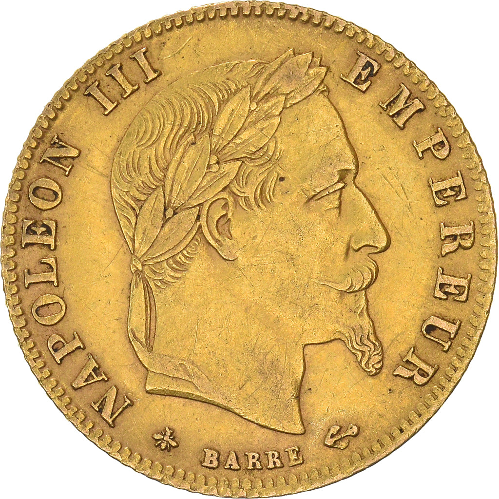 Moeda, França, Napoleon III, 5 Francs, 1867, Paris, EF(40-45), Dourado