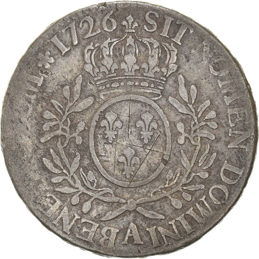 Monnaie, France, Louis XV, Ecu aux branches d'olivier, 1726, Paris, TB, Argent