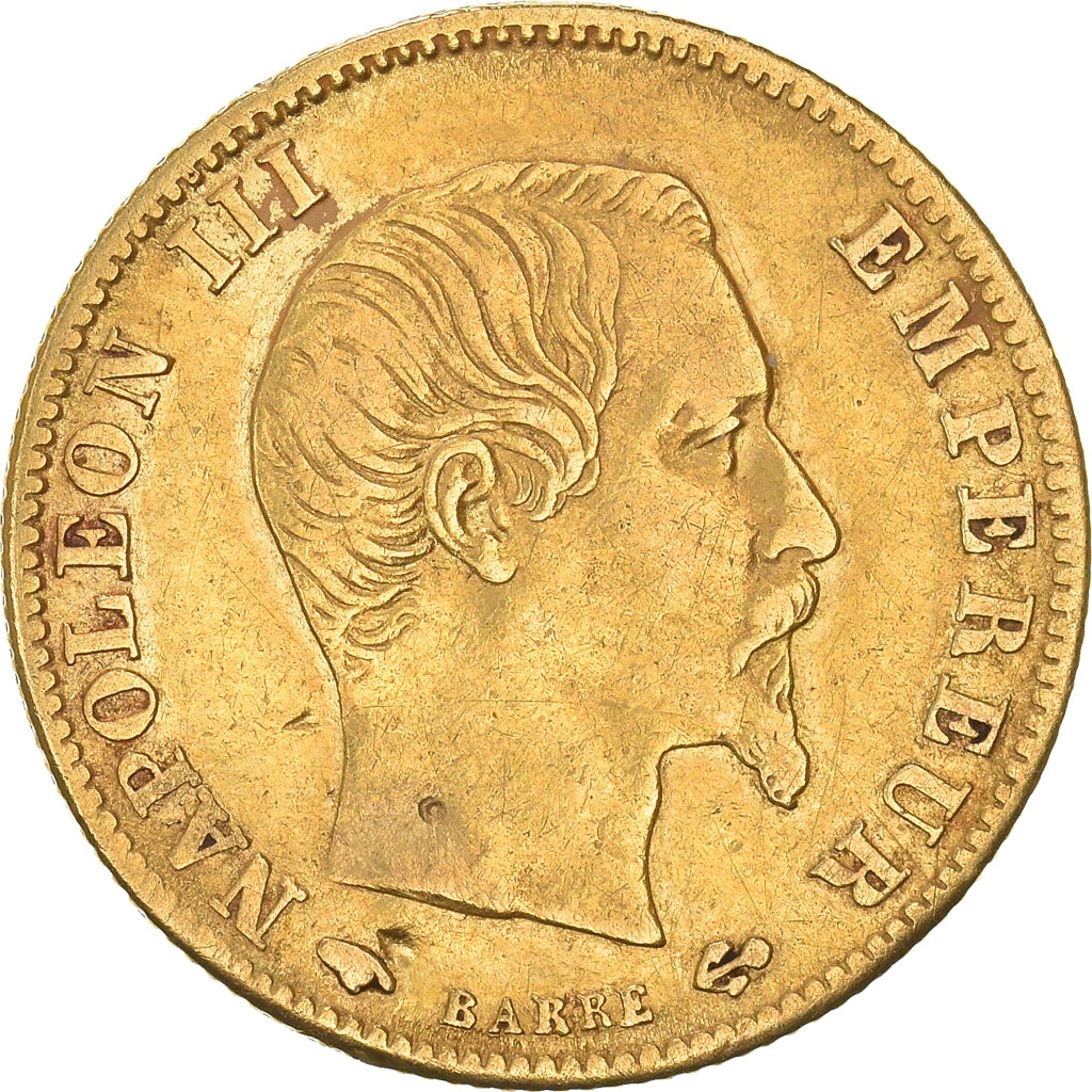 Moneda, Francia, Napoleon III, 5 Francs, 1860, Paris, MBC, Oro, KM:787.1