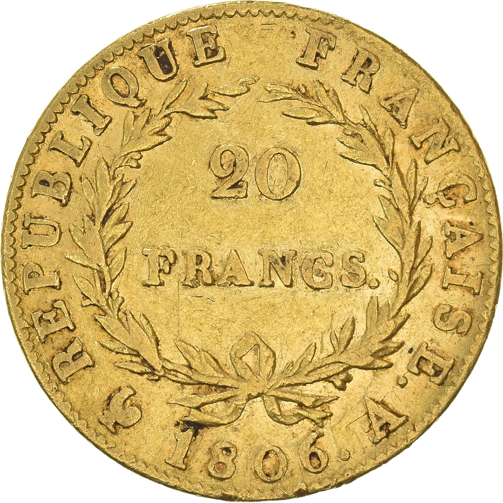 Münze, Frankreich, Napoleon I, 20 Francs, 1806, Paris, S+, Gold, KM:674.1