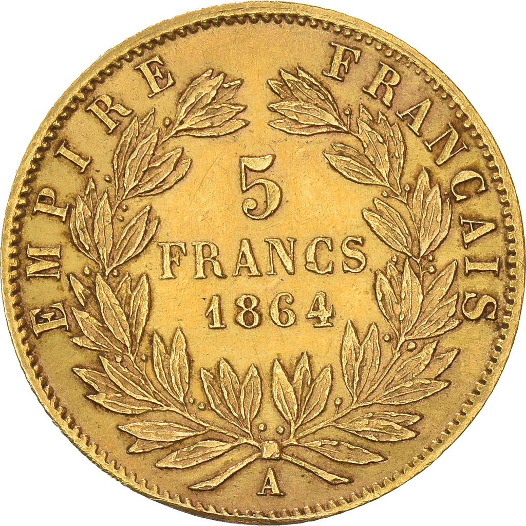Moeda, França, Napoleon III, Napoléon III, 5 Francs, 1864, Paris, EF(40-45)