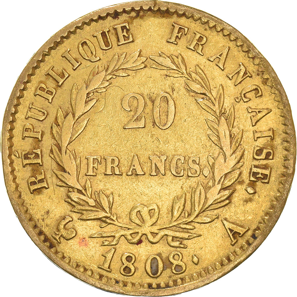 Munten, Frankrijk, Napoléon I, 20 Francs, 1808, Paris, FR+, Goud, KM:687.1