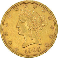 Moneta, Stati Uniti, Coronet Head, $10, Eagle, 1905, Philadelphia, BB+, Oro