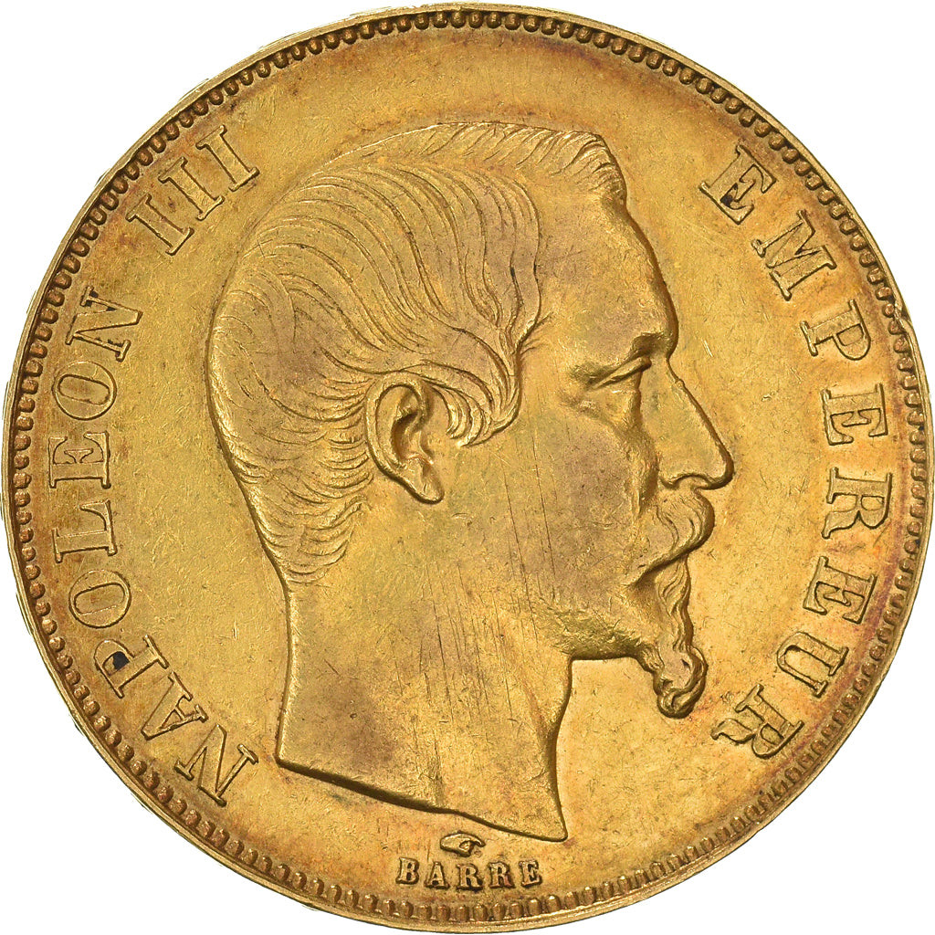 Moneta, Francia, Napoleon III, 50 Francs, 1857, Paris, BB, Oro, KM:785.1